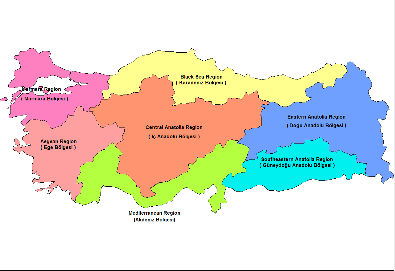 Türkiye Bölgeler Haritası | DenkBilgi.com