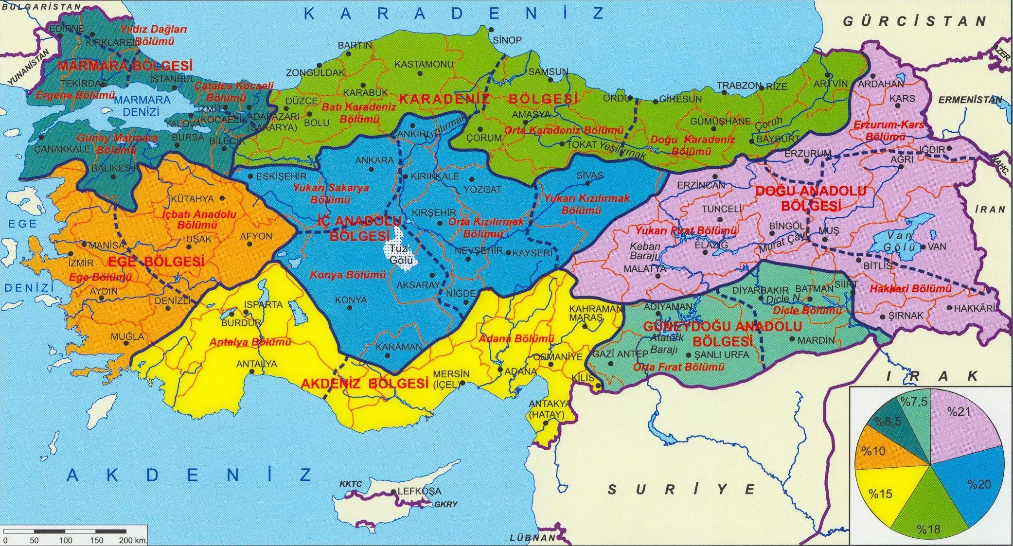Türkiye Bölgeler Haritası | DenkBilgi.com