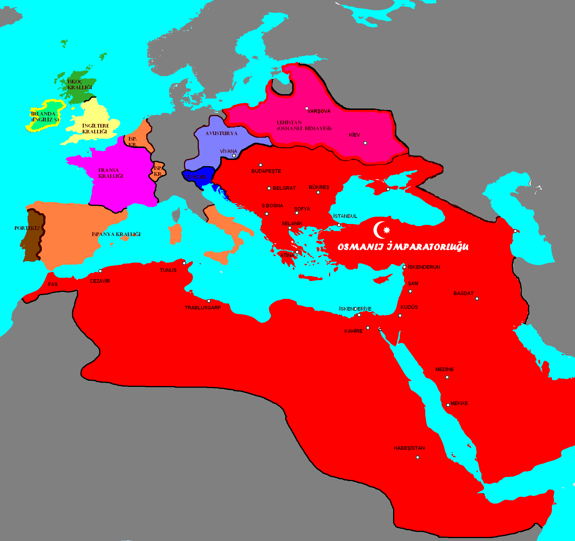 osmanlı devleti haritası en geniş