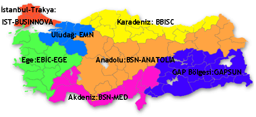 türkiye bölgeler haritası ingilizce